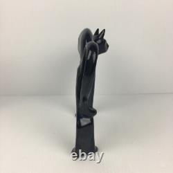 Pair of Vtg MCM Cat Figurines Black & White Ceramic RARE 9X8 Halloween Cats