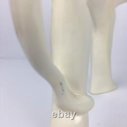Pair of Vtg MCM Cat Figurines Black & White Ceramic RARE 9X8 Halloween Cats