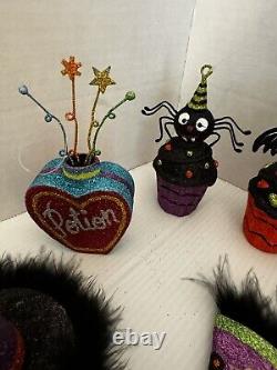 Pier 1 Lot 10 Ornaments & Tree Halloween Glitter Hocus Pocus Bat vintage rare