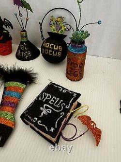 Pier 1 Lot 10 Ornaments & Tree Halloween Glitter Hocus Pocus Bat vintage rare