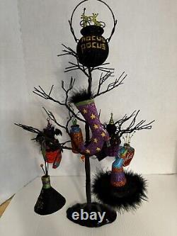 Pier 1 Lot 10 Ornaments & Tree Halloween Glitter Hocus Pocus Bat vintage rare