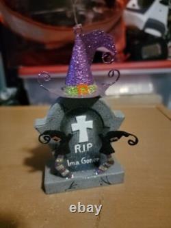 Pier One Imports RARE Vintage Black Metal Halloween Tree With Glitter Ornaments