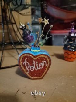 Pier One Imports RARE Vintage Black Metal Halloween Tree With Glitter Ornaments