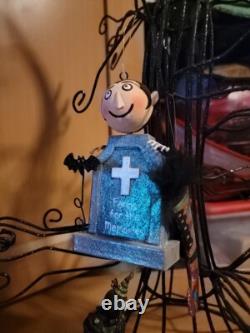 Pier One Imports RARE Vintage Black Metal Halloween Tree With Glitter Ornaments