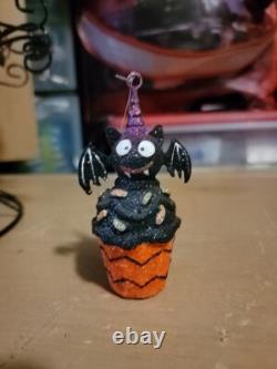 Pier One Imports RARE Vintage Black Metal Halloween Tree With Glitter Ornaments