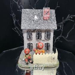 Poliwoggs Haunted House Miniature 4 inch Pumpkin Halloween Putz Style RARE VTG