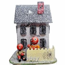 Poliwoggs Haunted House Miniature 4 inch Pumpkin Halloween Putz Style RARE VTG