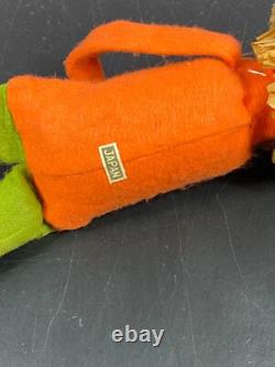 Pumpkin Knee Hugger Scarecrow with black owl Halloween Japan Vintage Pixie Sitter