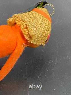 Pumpkin Knee Hugger Scarecrow with black owl Halloween Japan Vintage Pixie Sitter