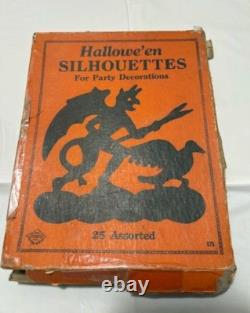 RARE 1920 Beistle Halloween Silhouettes for Party Decorations Box 46 Silhouettes