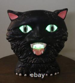 RARE 1960's Vintage HALLOWEEN BLACK CAT Ceramic light up Display Figure