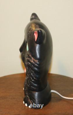 RARE 1960's Vintage HALLOWEEN BLACK CAT Ceramic light up Display Figure