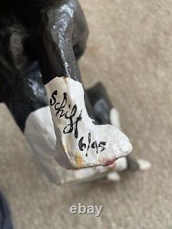 RARE 1995 Vintage Halloween Paper Mache Black Cat Pouncing Signed Jeanie Schiff