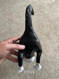 RARE 1995 Vintage Halloween Paper Mache Black Cat Pouncing Signed Jeanie Schiff