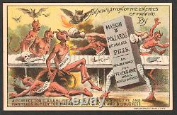 RARE 19th Century Malaria Demon Devil Cure boxing bottle Victorian Trade Card