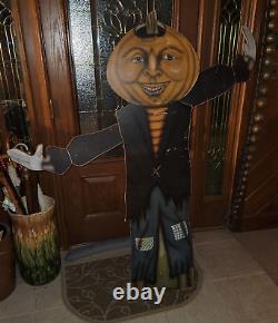 RARE 5ft Vintage Halloween Jack-O-Lantern Scarecrow Pumpkin Display /moving Arms