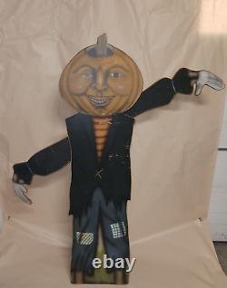 RARE 5ft Vintage Halloween Jack-O-Lantern Scarecrow Pumpkin Display /moving Arms