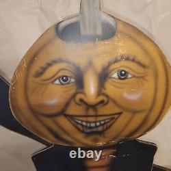 RARE 5ft Vintage Halloween Jack-O-Lantern Scarecrow Pumpkin Display /moving Arms