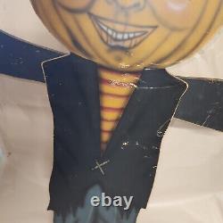 RARE 5ft Vintage Halloween Jack-O-Lantern Scarecrow Pumpkin Display /moving Arms