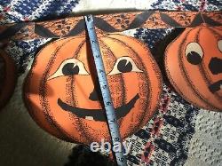 RARE! ANTIQUE 1930s Hanging PUMPKIN 62 Garland Double Sided Halloween