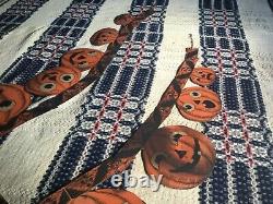 RARE! ANTIQUE 1930s Hanging PUMPKIN 62 Garland Double Sided Halloween