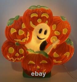 RARE Don Featherstone VTG Halloween Union Blow Mold Ghost Pumpkin Patch Wreath