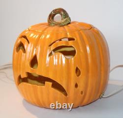 RARE Double-Sided Vintage 1985 Large Ceramic Jack-O'-Lantern Pumpkin Light