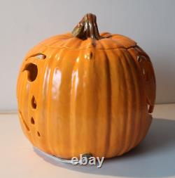 RARE Double-Sided Vintage 1985 Large Ceramic Jack-O'-Lantern Pumpkin Light