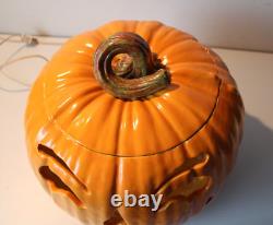 RARE Double-Sided Vintage 1985 Large Ceramic Jack-O'-Lantern Pumpkin Light