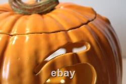 RARE Double-Sided Vintage 1985 Large Ceramic Jack-O'-Lantern Pumpkin Light