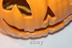 RARE Double-Sided Vintage 1985 Large Ceramic Jack-O'-Lantern Pumpkin Light