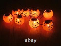 RARE Halloween Blow Mold 5 Pumpkin JOL Strand String Lights Vintage