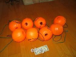 RARE Halloween Blow Mold 5 Pumpkin JOL Strand String Lights Vintage