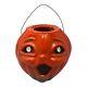 Rare Large Paper Mache Pumpkin Halloween 8 Jol With Face And Wire Handle