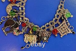 RARE Lunch At The Ritz BRACELET Halloween Vintage CHARMS Silver Tone LATR 2GO