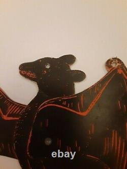 RARE Old Vintage Halloween Mechanical Bat Cardboard Diecut Die Cut Beistle 1920s