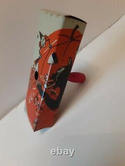 RARE Old Vintage Halloween Tin Noisemaker Cat Witch JOL Bugle Co. 1920's-1940's