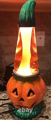 RARE Pair 2 Vintage Halloween pumpkin Lava Lamp New Box Unused Tested Complete