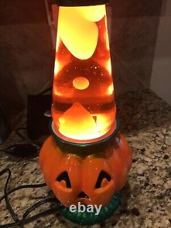 RARE Pair 2 Vintage Halloween pumpkin Lava Lamp New Box Unused Tested Complete