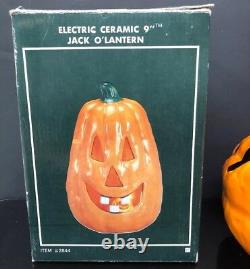 RARE VINTAGE Ceramic JACK O LANTERN HALLOWEEN LIGHT 9'' Lamp Electric TEETH