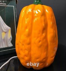 RARE VINTAGE Ceramic JACK O LANTERN HALLOWEEN LIGHT 9'' Lamp Electric TEETH