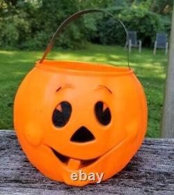 RARE VTG Halloween STAR BAND Blowmold Plastic Jack o Lantern Jol Bucket Pail