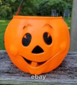 RARE VTG Halloween STAR BAND Blowmold Plastic Jack o Lantern Jol Bucket Pail