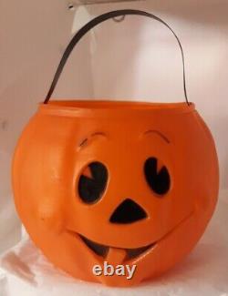 RARE VTG Halloween STAR BAND Blowmold Plastic Jack o Lantern Jol Bucket Pail