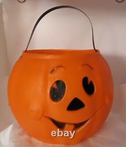 RARE VTG Halloween STAR BAND Blowmold Plastic Jack o Lantern Jol Bucket Pail