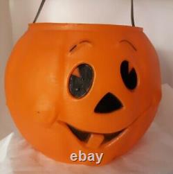 RARE VTG Halloween STAR BAND Blowmold Plastic Jack o Lantern Jol Bucket Pail