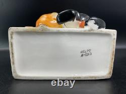 RARE Vintage 1960's Relpo Halloween Boy Mask Fence Pumpkin Planter Ceramic A1563