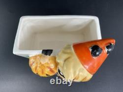 RARE Vintage 1960's Relpo Halloween Boy Mask Fence Pumpkin Planter Ceramic A1563