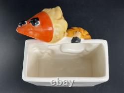 RARE Vintage 1960's Relpo Halloween Boy Mask Fence Pumpkin Planter Ceramic A1563
