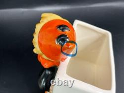 RARE Vintage 1960's Relpo Halloween Boy Mask Fence Pumpkin Planter Ceramic A1563